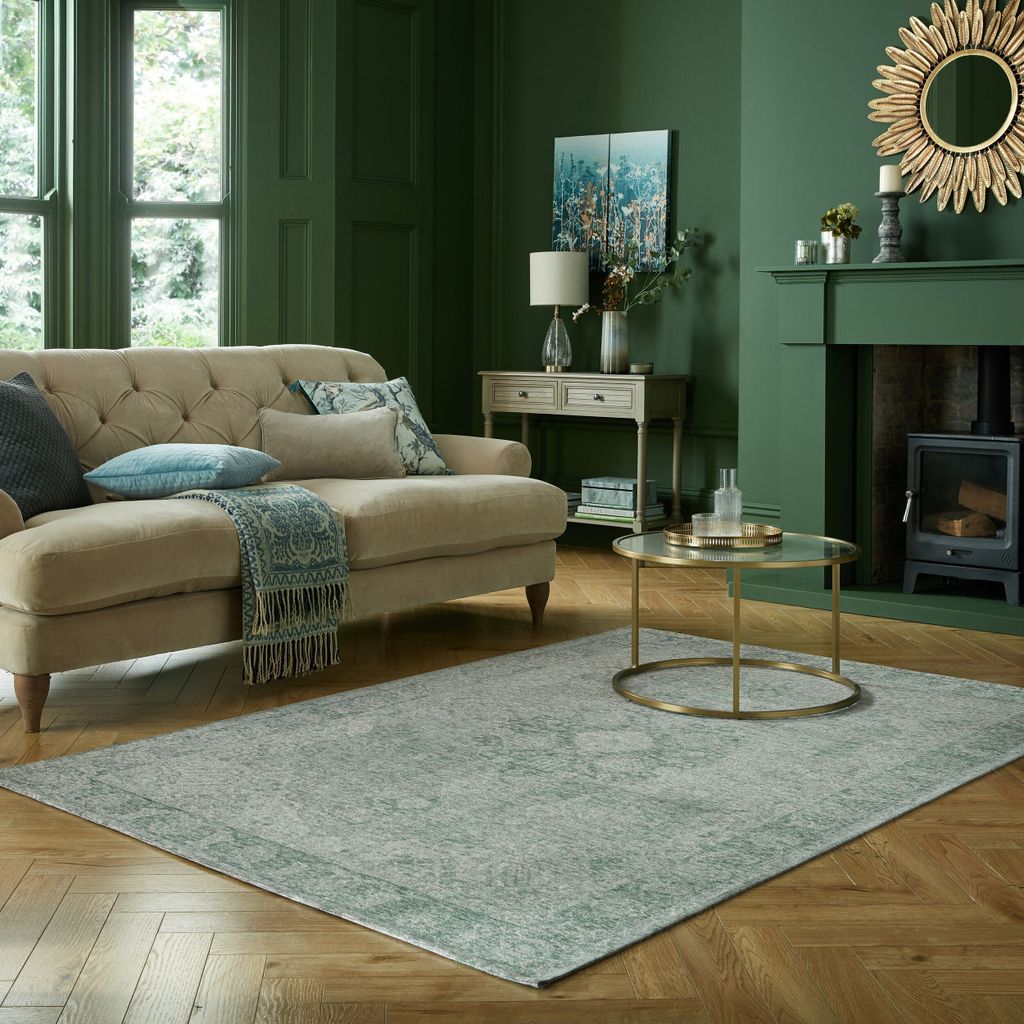 Vielseitiger Vintage Teppich "Coquet Tara". Farbe: Grün, 200x290 cm | Kadima Design