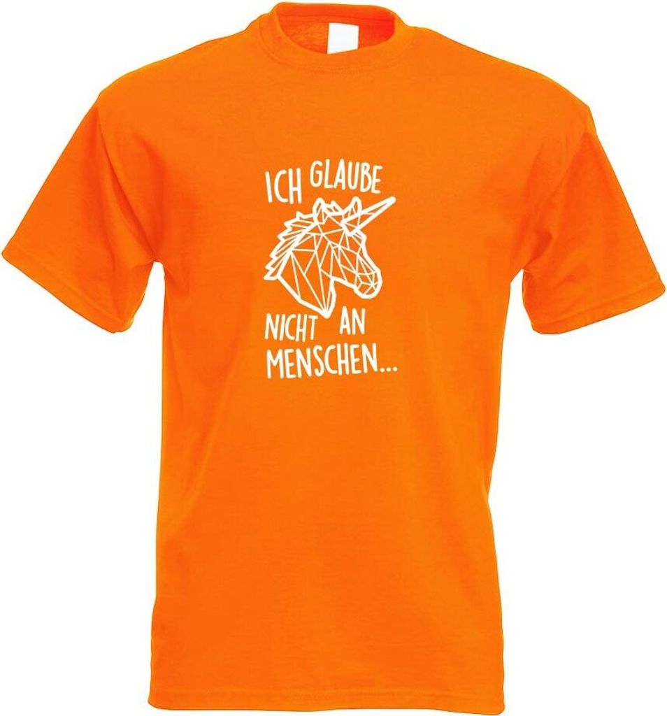 Kiwistar - T-Shirt - orange - Einhorn - glaube Nicht an Herren Funshirt Bedruckt Design Sprüche Spruch Motive - mit Motiv Bedruckt - Funshirt Desi...