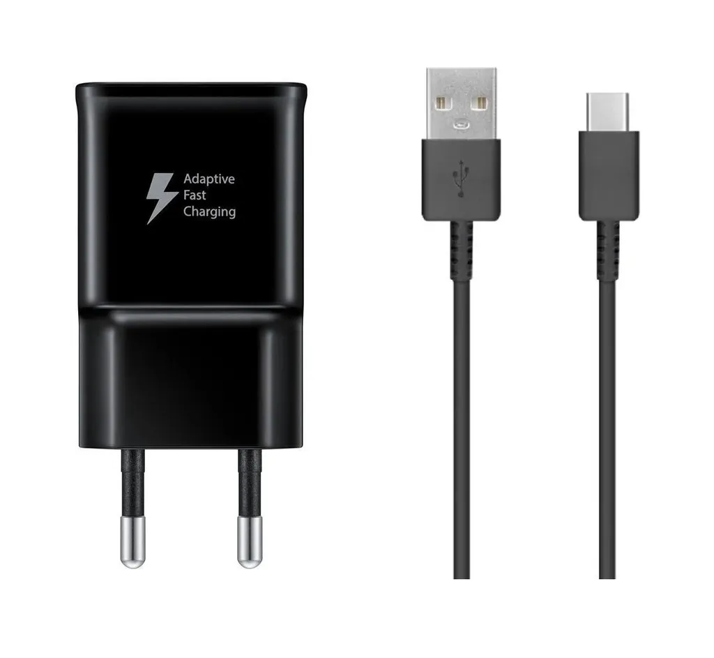Caricabatterie da viaggio originale Samsung EP-TA200EBE + cavo USB-C nero