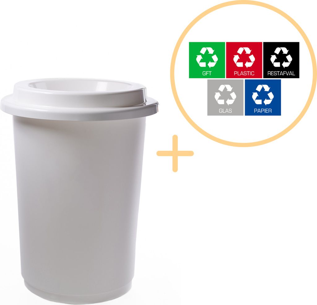 Plafor Eco Bin 50l – Recycling-Kunststoff – Weiß