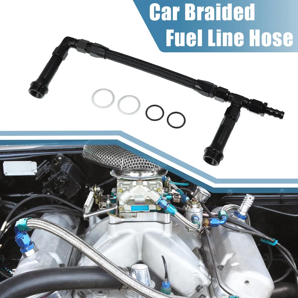 Kit Durite Carburant AN6 6AN en Nylon Tressé Noir avec 6 Raccords Pivotants