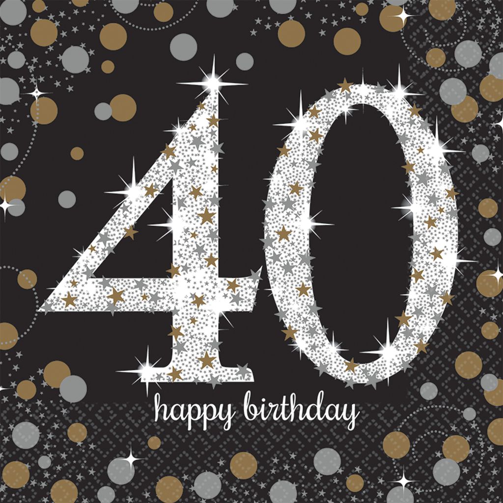 amscan Servietten Sparkling Celebration 40 schwarz/silber Produktbild 