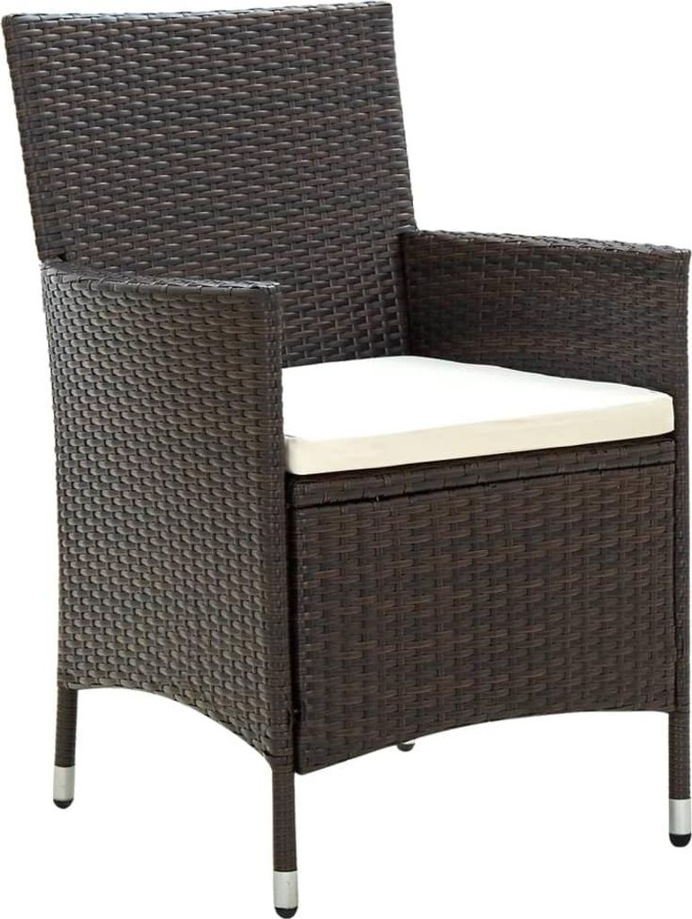 vidaXL Gartenstühle mit Sitzpolster 4 Stk. Poly Rattan Braun