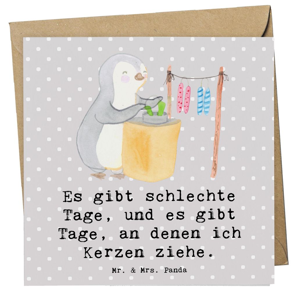 Mr. & Mrs. Panda Grußkarte Pinguin Kerzenziehen - Grau Pastell - Geschenk, Kerzen Ziehen. DIY, Glückwunschkarte, anlasskarte, Deko Basteln, Klapp...