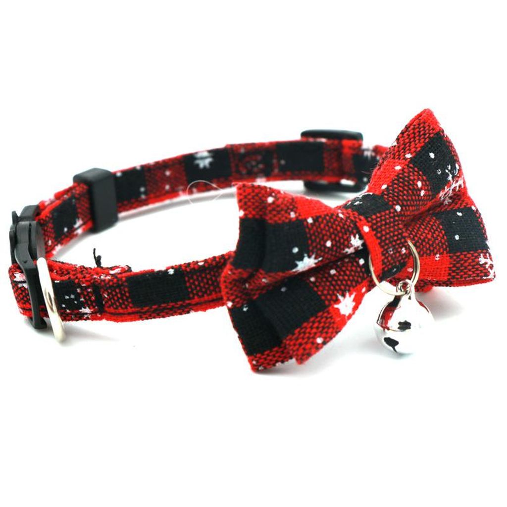 Heikoeco Katzenhalsband mit Sicherheitsverschluss, Weihnachtskariertes Design, weich und bequem, ideal für Katzen und kleine Haustiere, handgefe...
