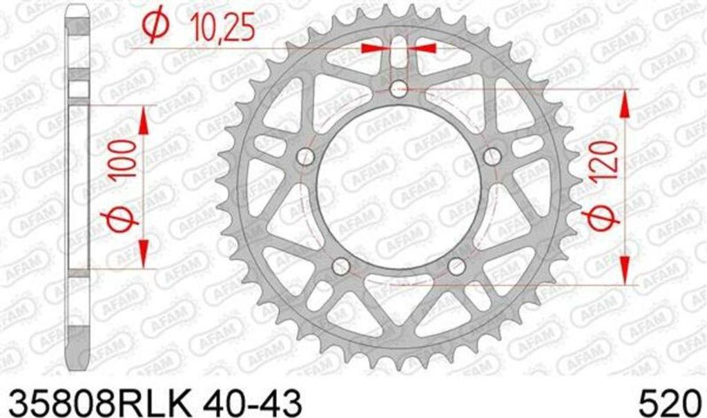 AFAM Kettenrad Stahl Standard - 520 Produktbild 