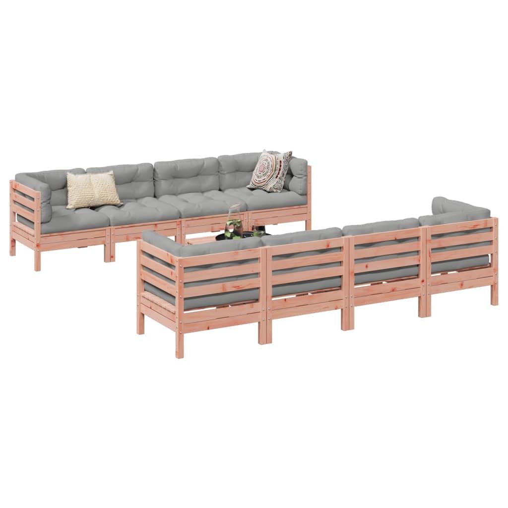 Maison Exclusive - 9-tlg. Garten-Sofagarnitur mit Kissen Massivholz Douglasie