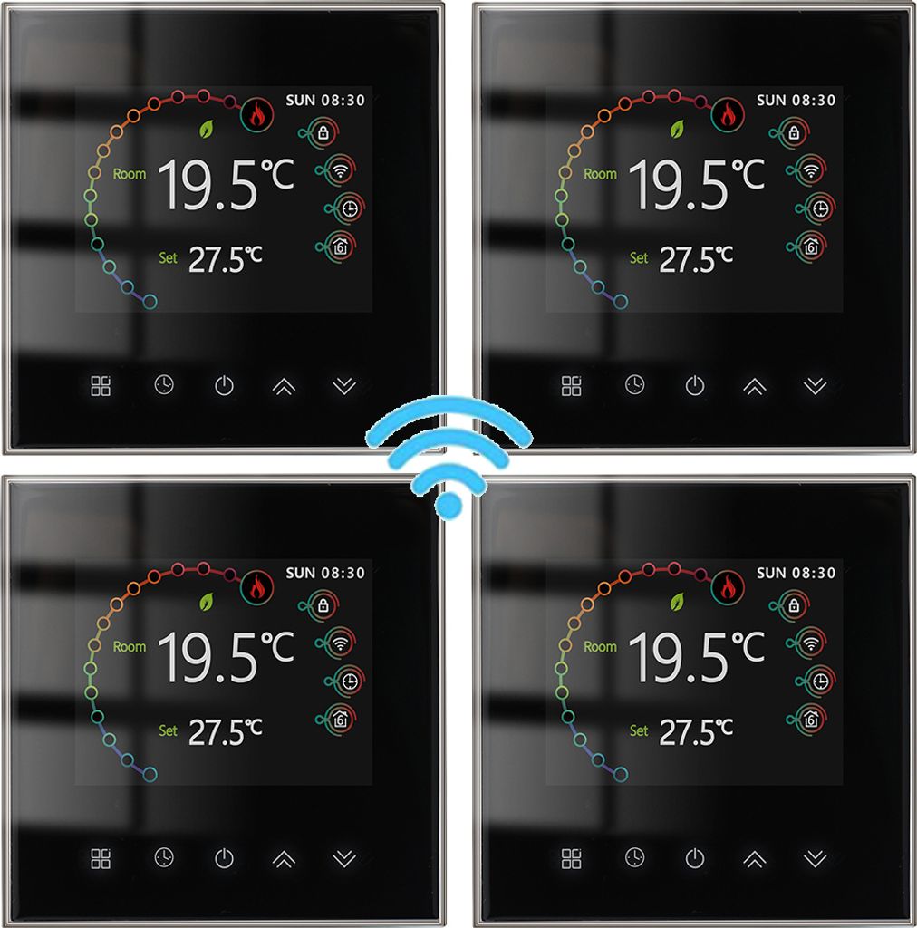 4X WiFi Digital LCD Thermostat, Woechentlich programmierbare Raumthermostat fuer 5A Warmwasserbereitung, Touch-Steuerung/Mobile APP/Sprachsteuerung...