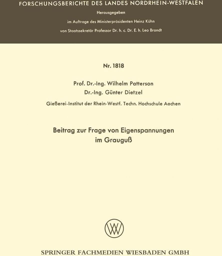 Beitrag zur Frage von Eigenspannungen im Grauguß