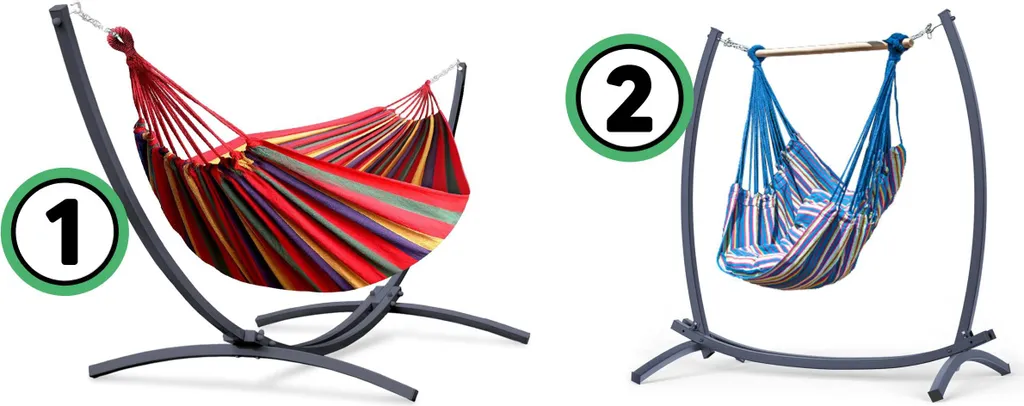 Hamac avec support en métal robuste, fauteuil suspendu 2-en-1 gris - 5