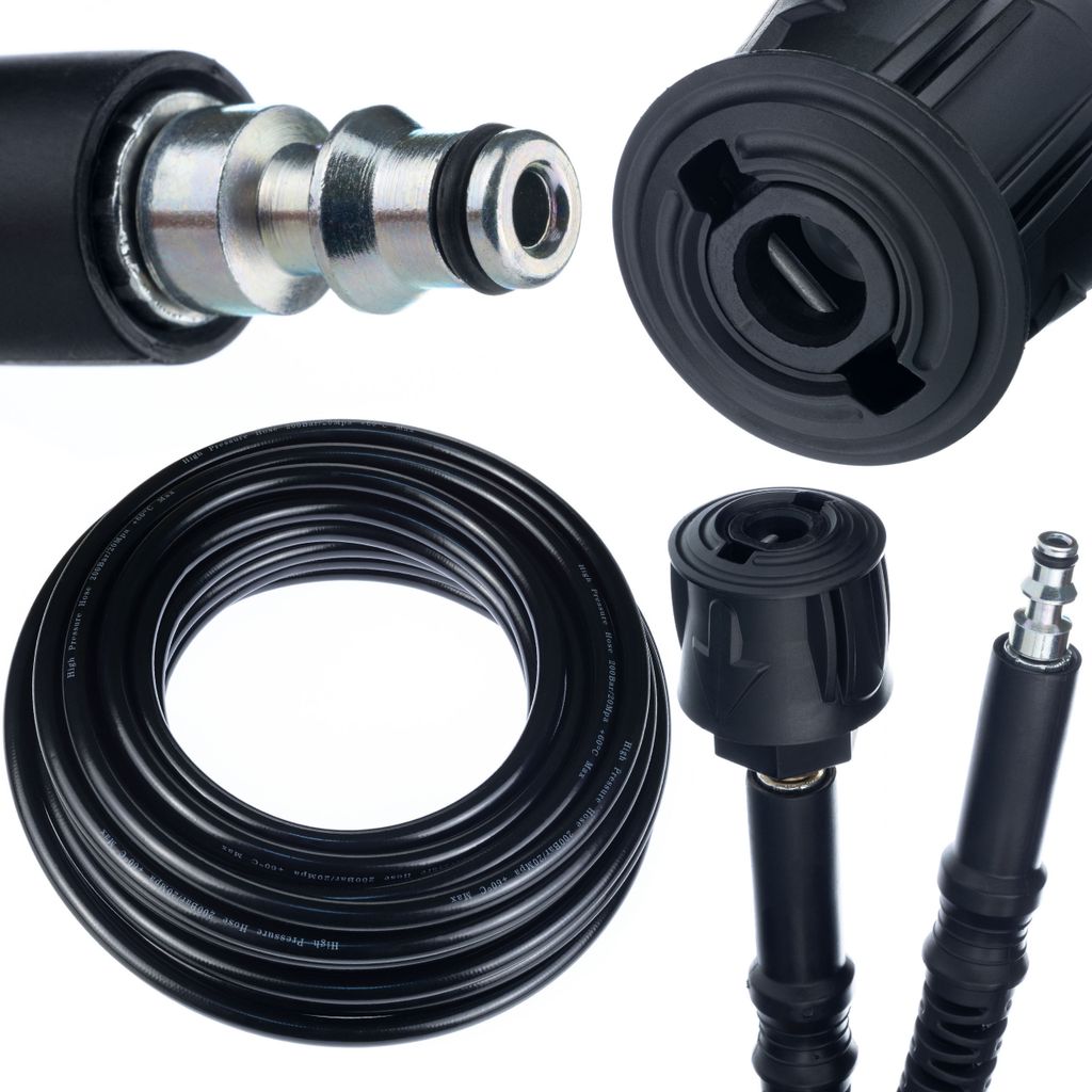 Rosfix Hochdruckschlauch 10 m QC – Ersatzteil für Hochdruckreiniger Lavor Click Connect | 200 bar, 60 °C | Nylonverstärkung, PVC-Mantel | Verl...