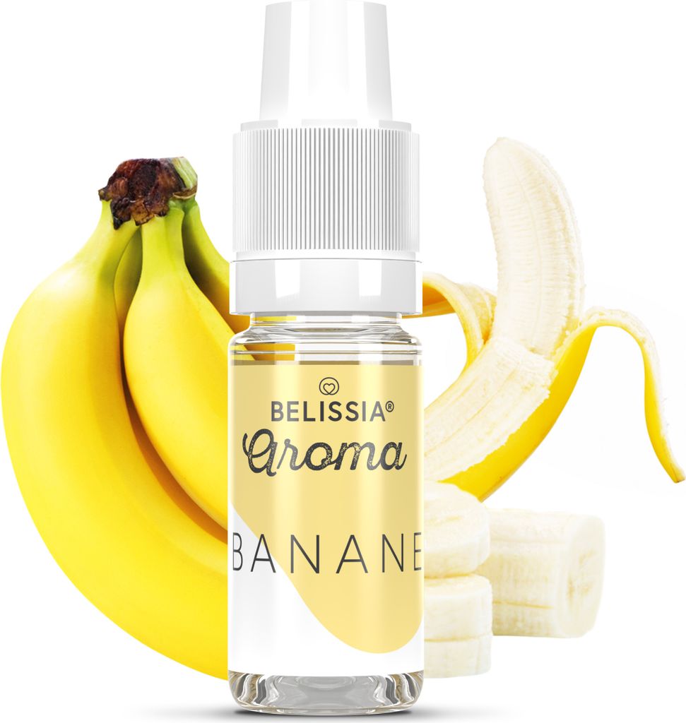 Belissia Lebensmittelaroma Banane - 10ml Hochdosiertes Aroma - Kalorienfrei, Vegan - Für Speisen, Getränke, Shake, Quark, Nebelmaschine uvm.
