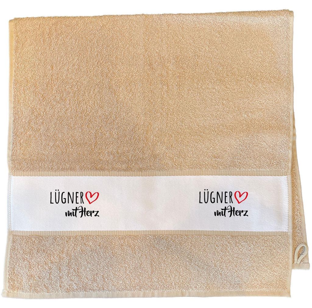 Huuraa Handtuch Lügner mit Herz 50x100cm Sand Baumwolle Handtuch Geschenkidee