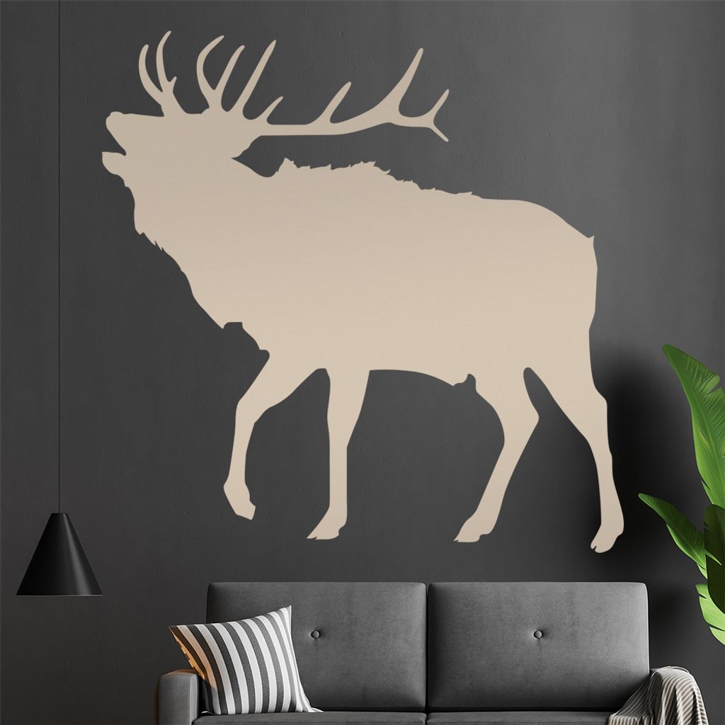 KIWISTAR Elch Silhouette - Hirsch Geweih Laute Wandtattoo in 6 Größen - Wandaufkleber Wall Sticker - Dekoration, Küche, Wohnzimmer, Schlafzimmer...