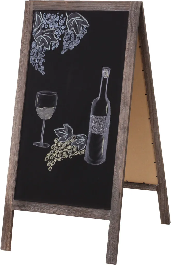 Lavagna pubblicitaria XL HWC-C17, lavagna stand-up ferma-clienti, 2 superfici di scrittura pieghevoli, 100x50cm ~ marrone shabby