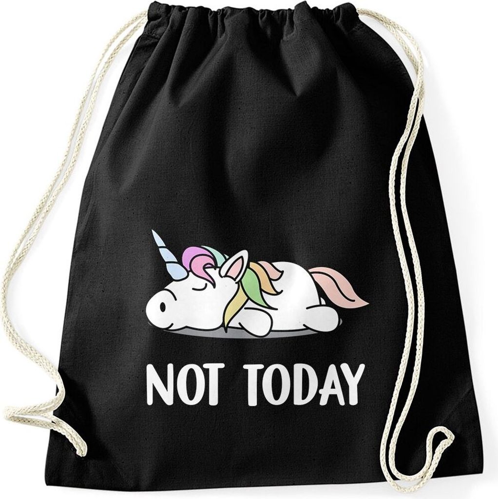 Lustiges Faulenzer Turnbeutel Not Today Chillen Fun-Shirt Moonworks Einhorn schwarz unisize