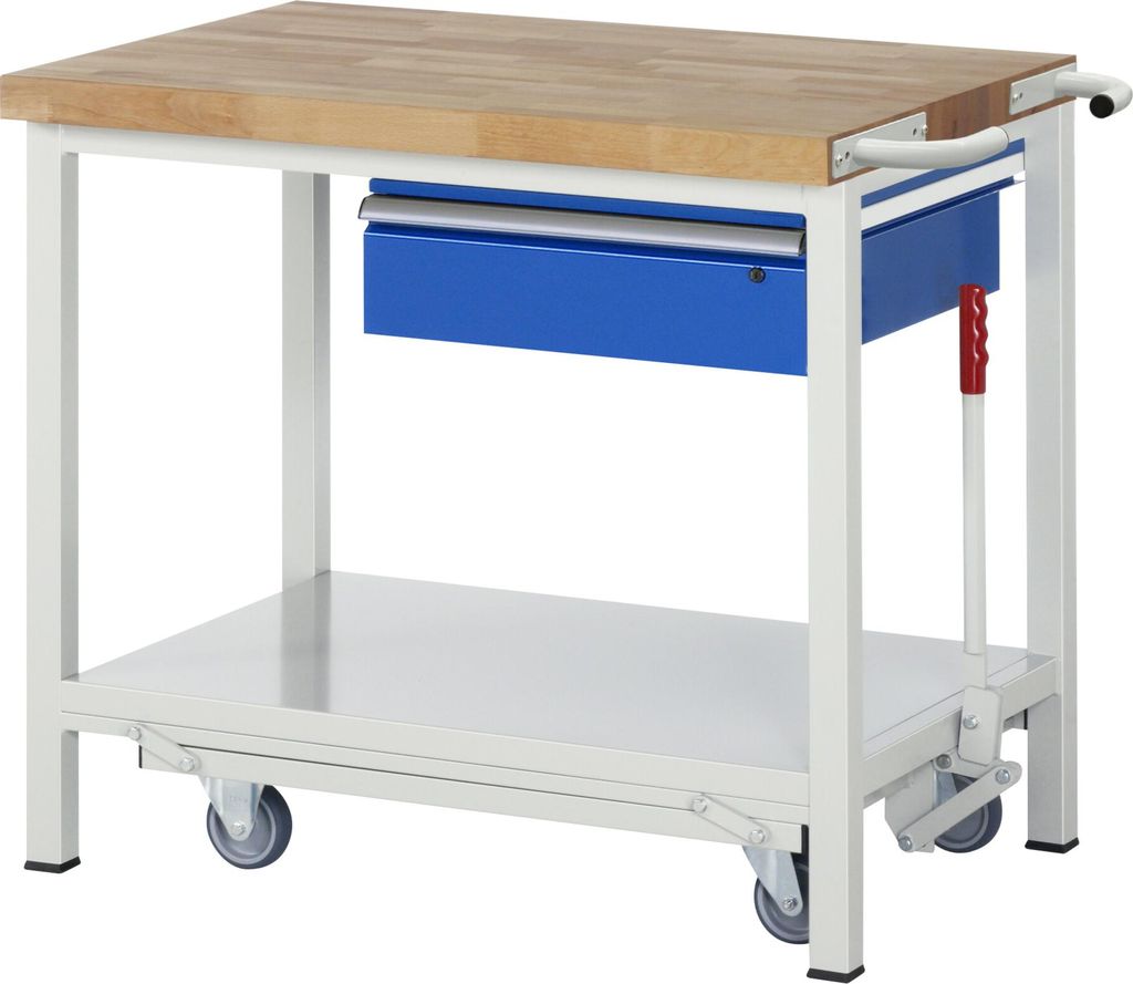 Rau Werkbank mit absenkbarem Fahrgestell Modell 8001 B 1000 x T 700 x H 880mm