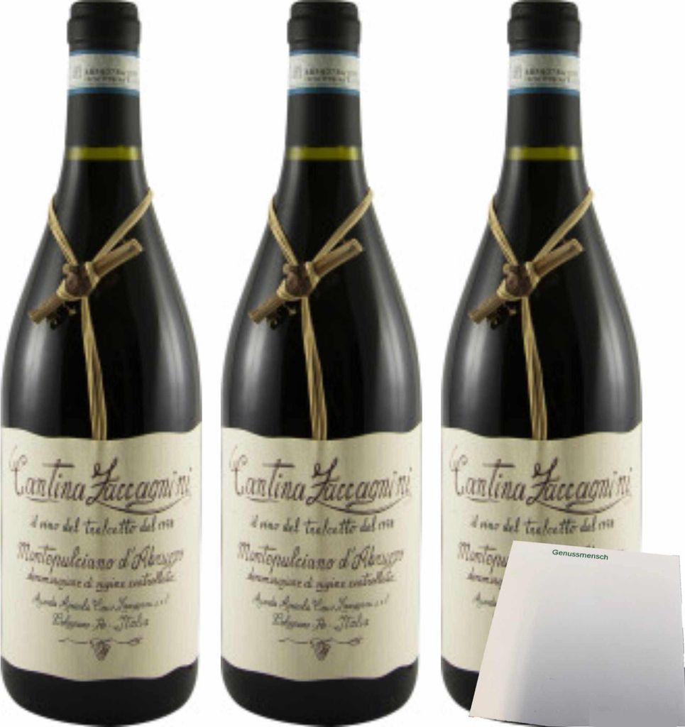 Zaccagnini Montepulciano d'Abruzzo DOC Trocken 3er Pack (3x0.75l Flasche) + usy Block