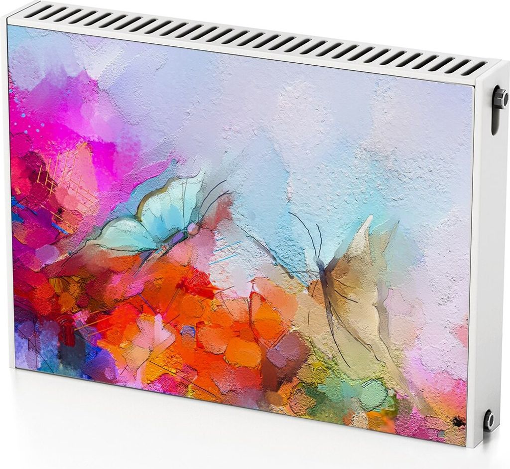 Frühlingsschmetterling – Magnetische Heizkörperabdeckung – 80x60 cm – Magnet Heizkörperabdeckung – 3D Würfel – Heizkörperverkleidung...