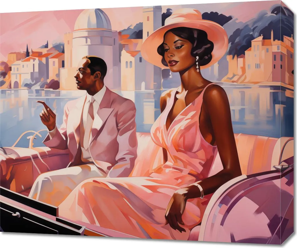 Tableau Image 60 x 50 cm Rencontre sur la Riviera - Décoration Murale