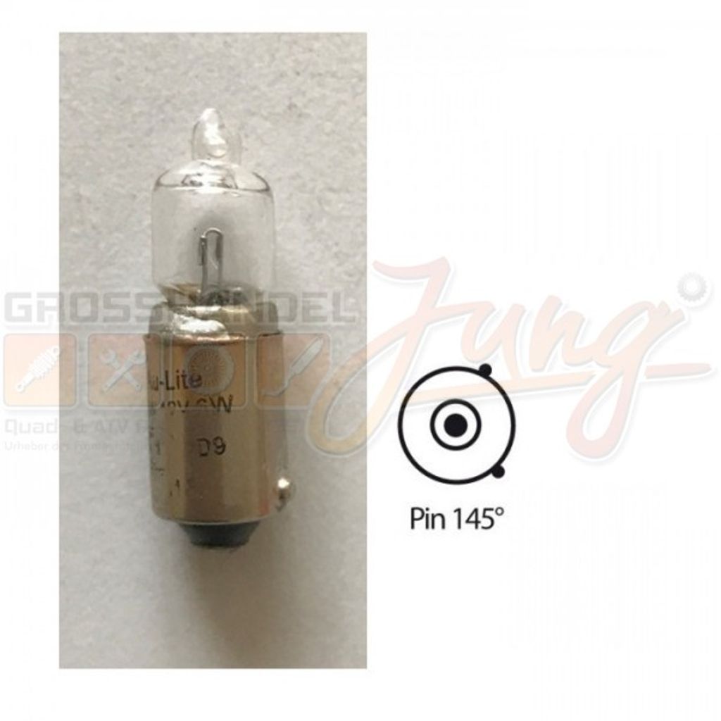 Halogenbirne klar, 12V6W (BAX9S), H6W, Pin 145°, E-gepr., (VPE=10Stück)