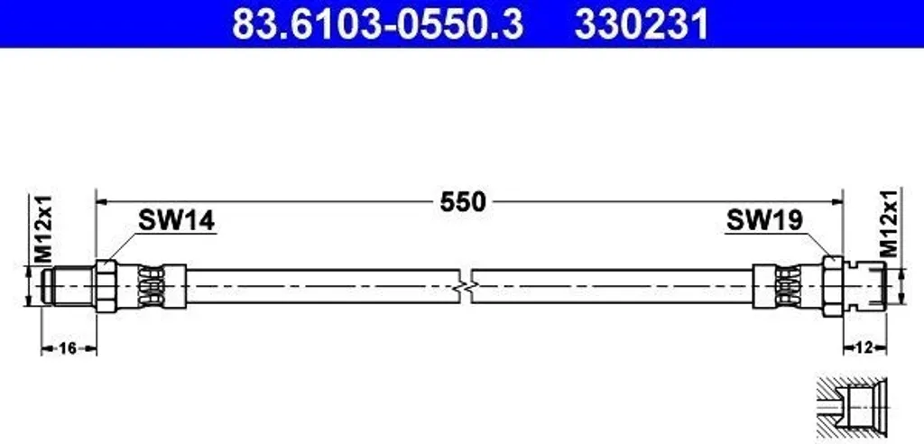 Flexible de frein ATE 83.6103-0550.3 pour système de freinage haute qualité
