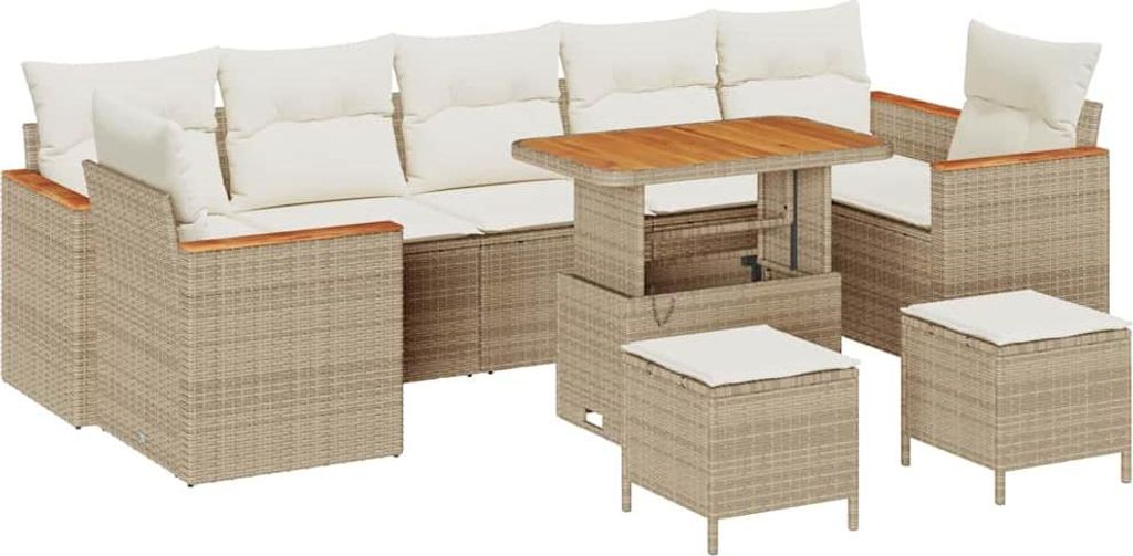 Gartensofa-set 10 pcs Beige Poly-Rattan