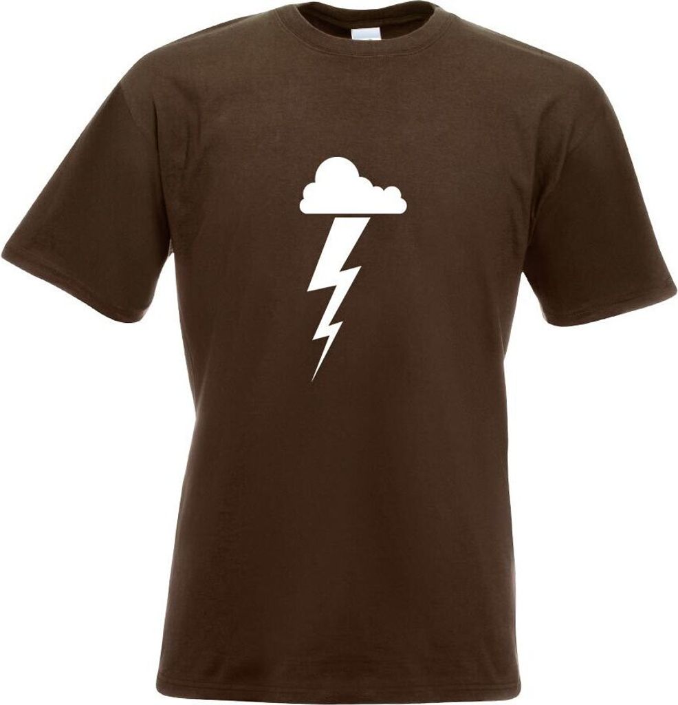 Kiwistar - T-Shirt - Chocolate - Gewitterwolke Blitz Motiv Bedruckt Funshirt Design Print - mit Motiv Bedruckt - Funshirt Design - Sport - Freizeit...