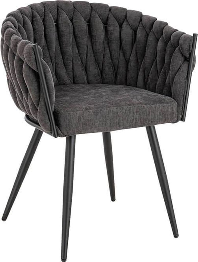 HOME DELUXE Esszimmerstuhl AYLA – Dunkelgrau, gewebt (8er Set) | Moderner Stoffstuhl für Esszimmer & Küche