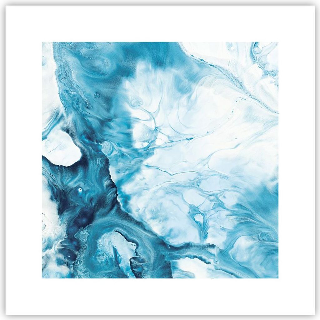 Poster - Poster ohne Rahmen - Abstraktion Flüssigkeit hellblau - 30x30 cm - Wand Bild - Wanddeko - Wandbilder - Kunstposter - Wandposter - Bilder ...