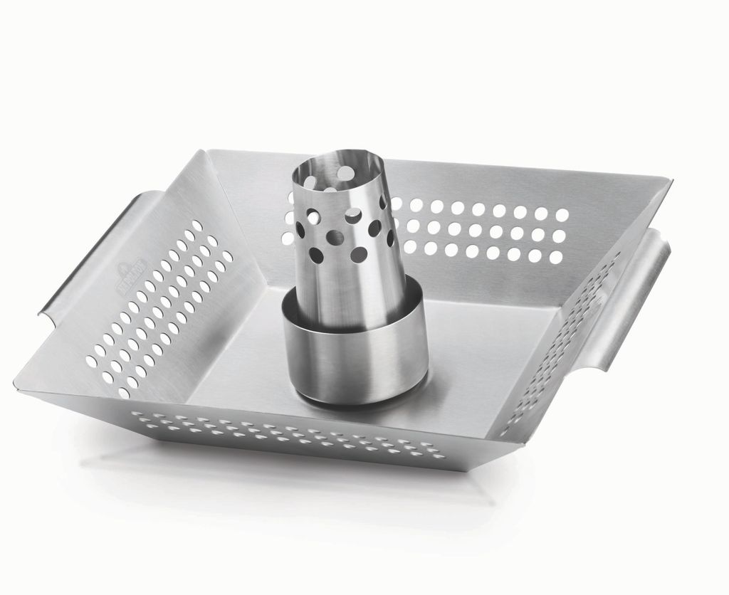 Geflügelhalter und Wok-Grill aus Edelstahl