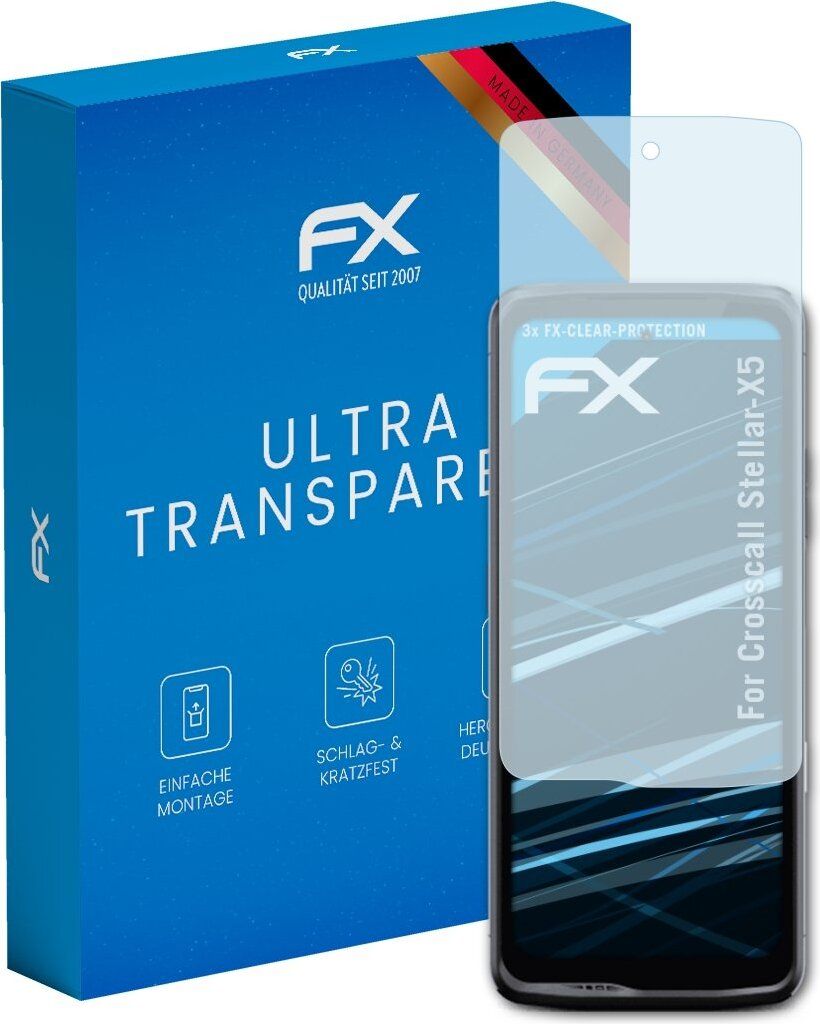 atFoliX FX-Clear 3x Schutzfolie kompatibel mit Crosscall Stellar-X5 Displayschutzfolie