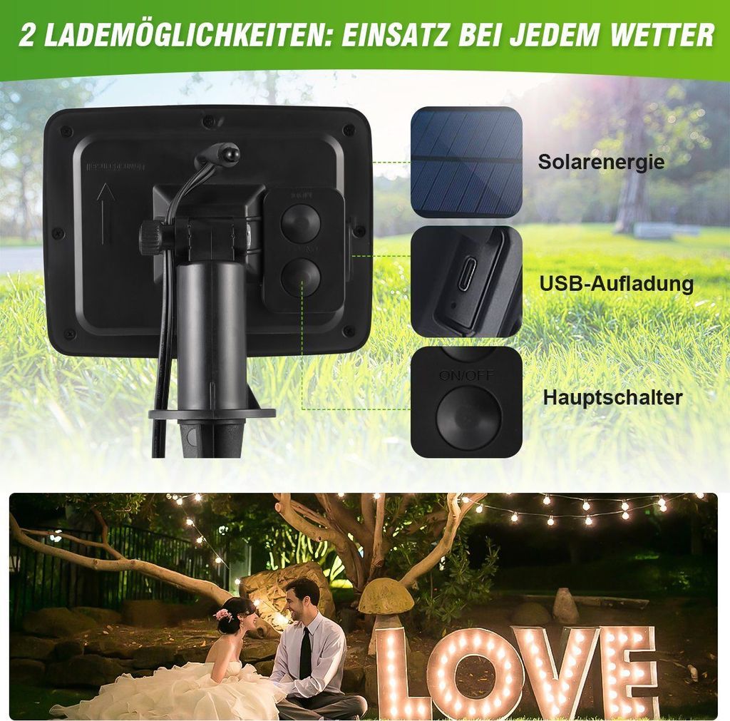 LED Lichterkette Außen-6.1M Lichterkette Strom mit 12 Produktbild 5