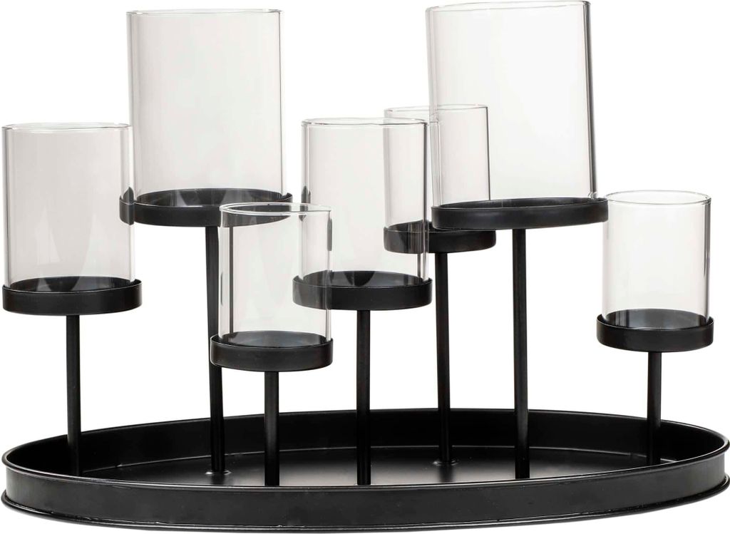 HI Kerzenhalter Metall 34,5x20x23cm mit Glas für 7 Kerzen Produktbild 4