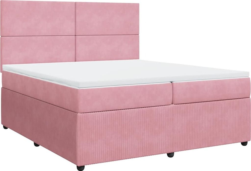 vidaXL Boxspringbett mit Matratze Rosa 200x200 cm Samt