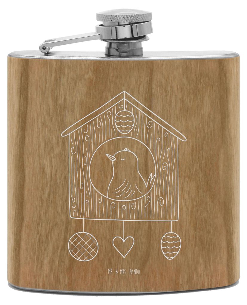 Mr. & Mrs. Panda feldflasche Vogel Haus - Transparent - Geschenk, spirituosenflasche, Tiere, Hip Flask, edelstahl flachmann, Eigenheim, Zuhause, Fa...