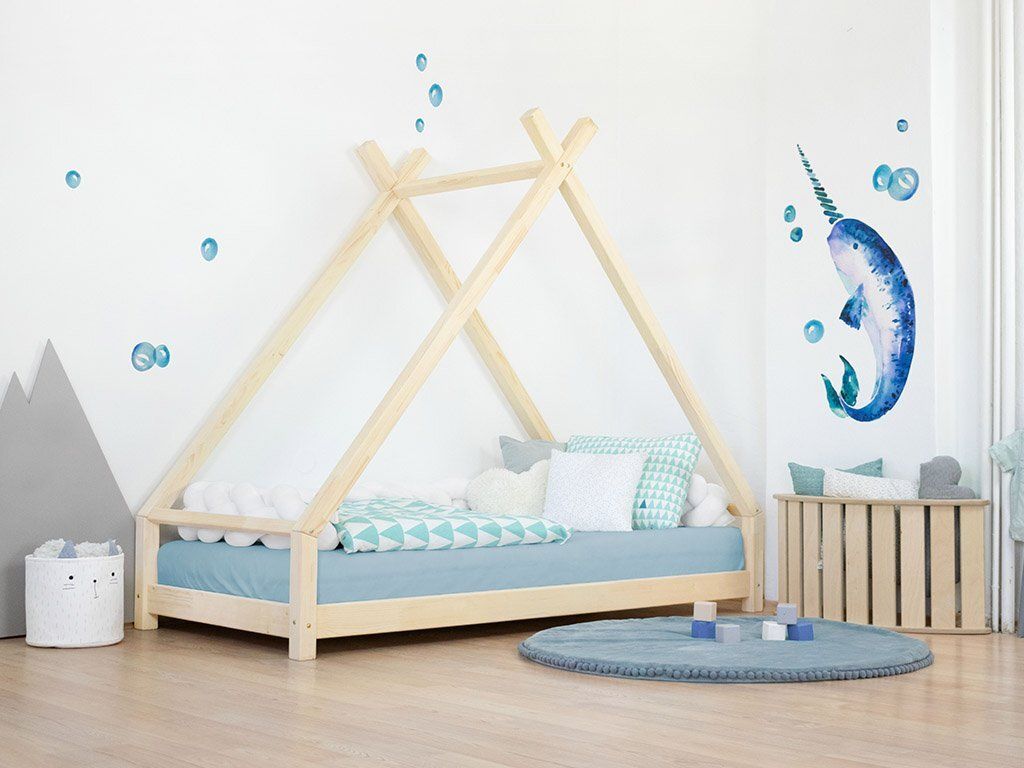 Kinderhausbett TAHUKA in Tipi-Form 90x180 cm Himmelblau
