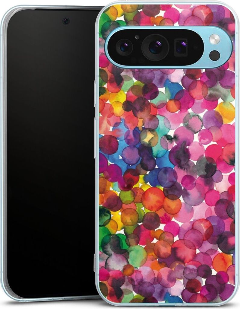 DeinDesign Handyhülle für Google Pixel 9 Pro XL Silikon Hülle Case Smartphone Schutzhülle Punkte Wasserfarbe bunt