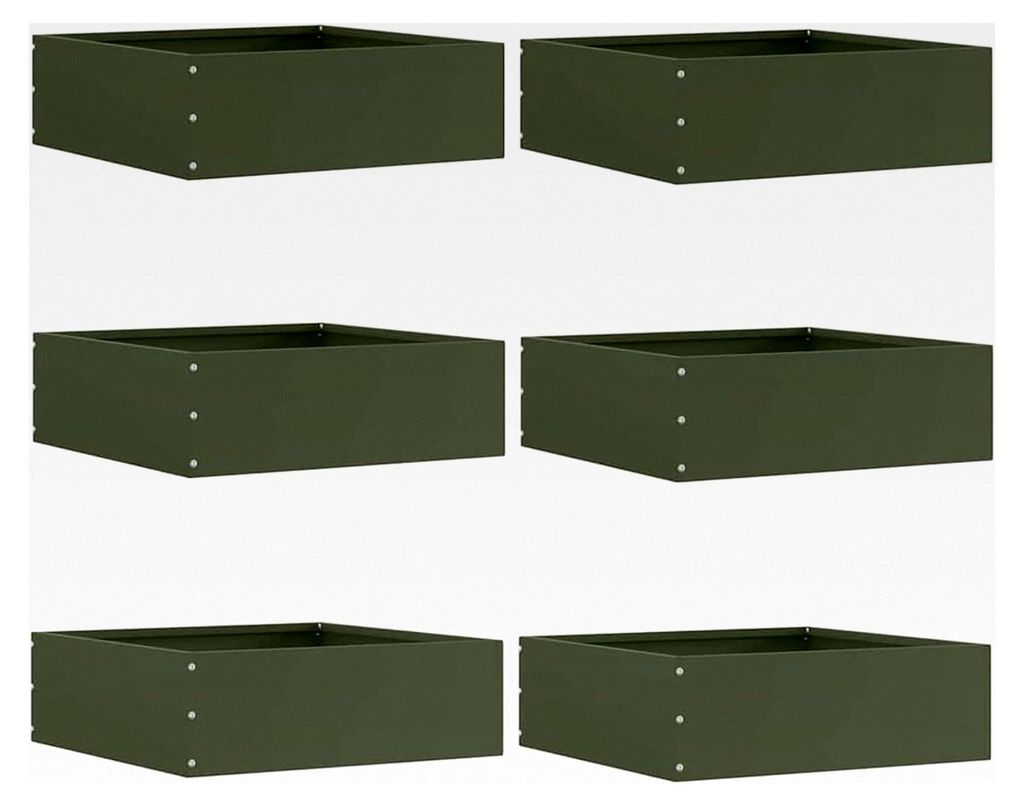 Raseneinfassung 6 Stück Olive Grün 40 x 40 x 13 cm Stahl