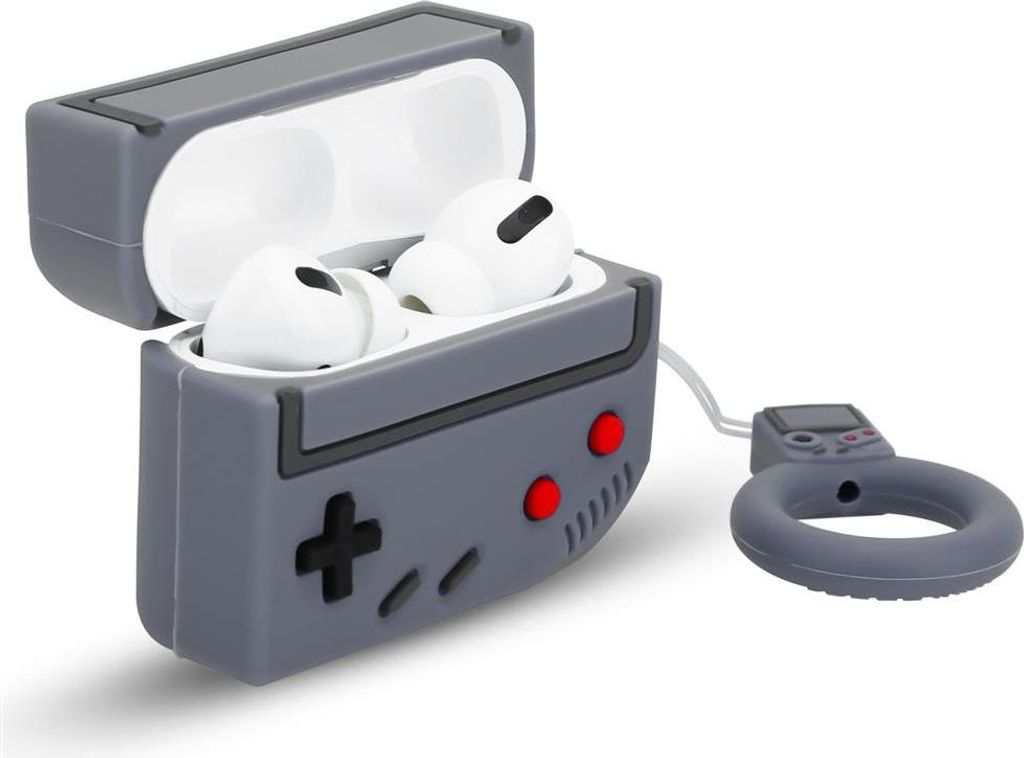 Cadorabo Hülle für Apple AirPod PRO 2 Design Grau Silikon Kopfhörer Schutzhülle Case Schlüsselanhänger