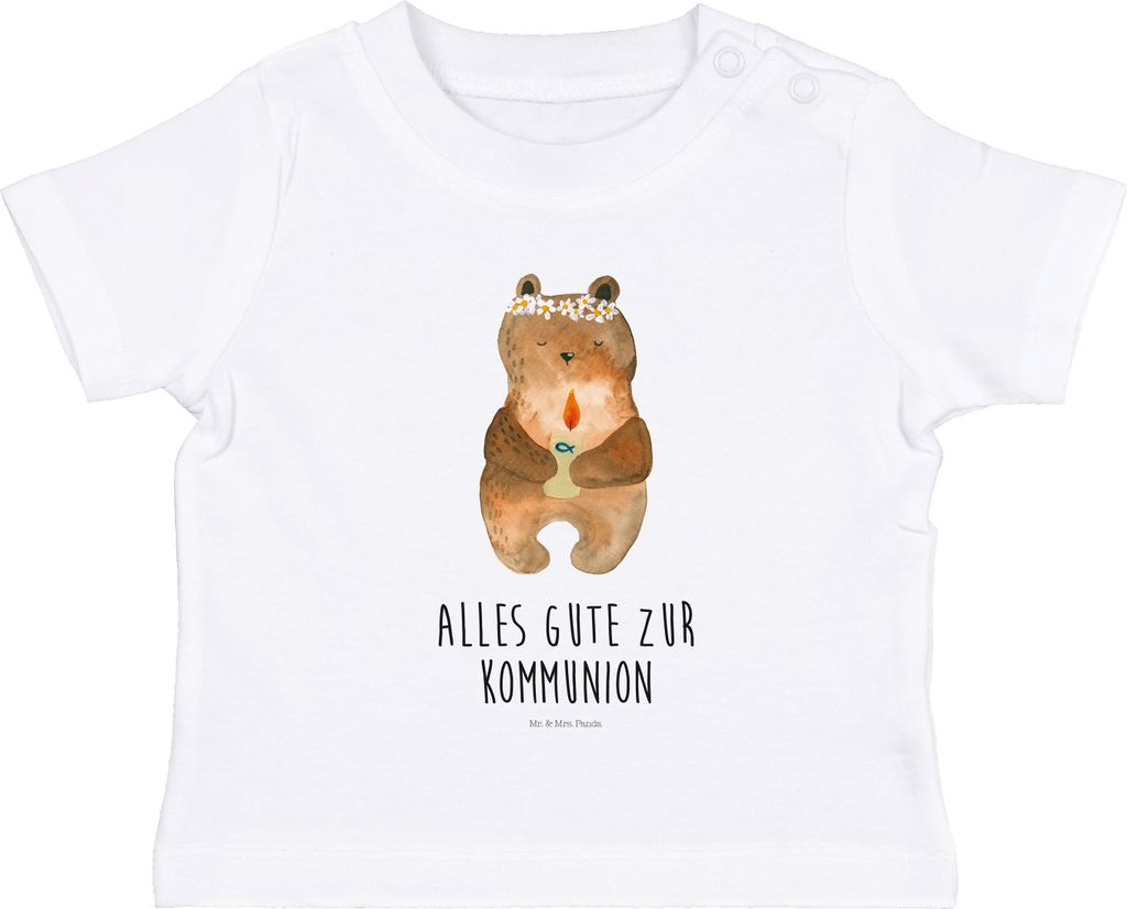 Mr. & Mrs. Panda T-Shirt Bär Kommunion 0. - 6. Monat - Weiß - Geschenk, Baby, Taufkerze, Gottes Segen, Teddy, Shirt, Katholisch, Babyshirt, Kinde...