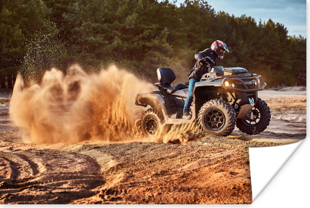 MuchoWow Poster Quad - Rallye - Sand 60x40 cm - Schlafzimmerdekoration