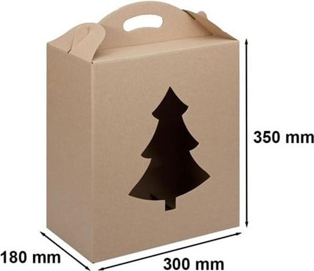 Faltbare Weihnachtsgeschenkbox 300 x 180 x 350 (ÖKO-WEIHNACHTSBAUM)