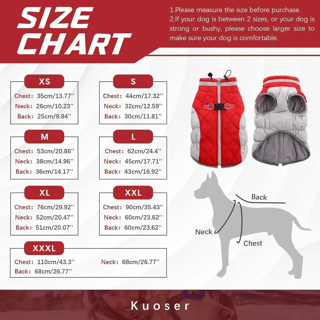 Offerta Cappotto Cane Impermeabile Rosso - Lavabile e Resistente - 2