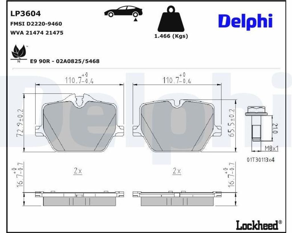 DELPHI Bremsbeläge Satz Hinten Bremsklötze für BMW 3 Touring (G21) LP3604