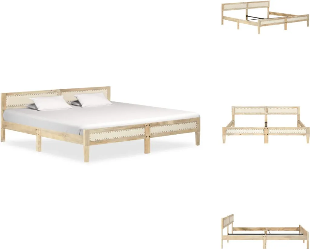 Cadre de lit 200 cm en bois massif de manguier - Sommier vidaXL chic
