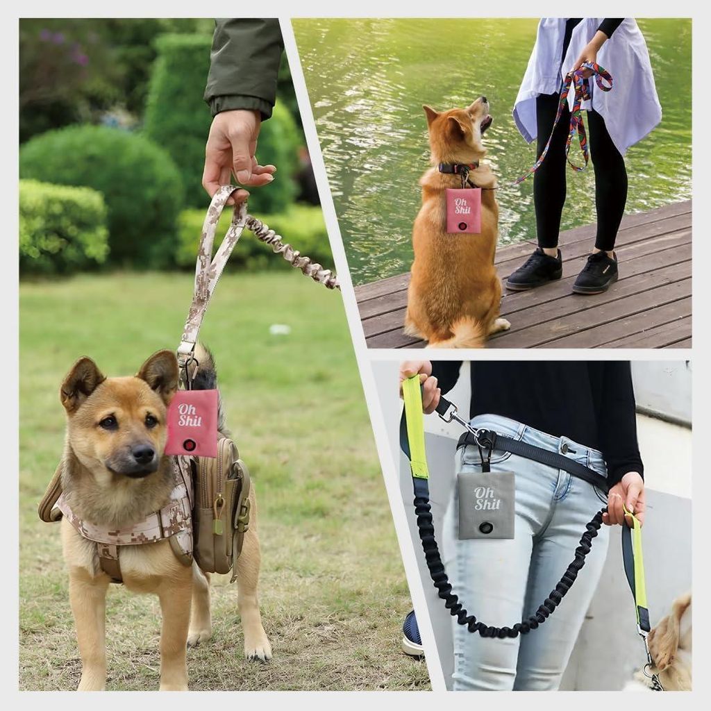 2 Stück Hundekotbeutelhalter - Hundekotbeuteldispenser - Kotbeutelhalter für Hunde - Haustierbeutelhalter für Leine mit Haken - Hundebeutelhalte...