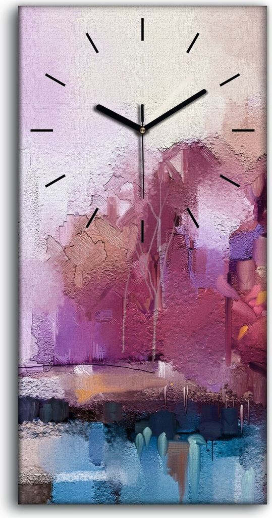 Leinwand Uhr Küche Wohnzimmer Bild 30x60 Malerei Wald Bäume Wasser Abstrakte - schwarze Hände