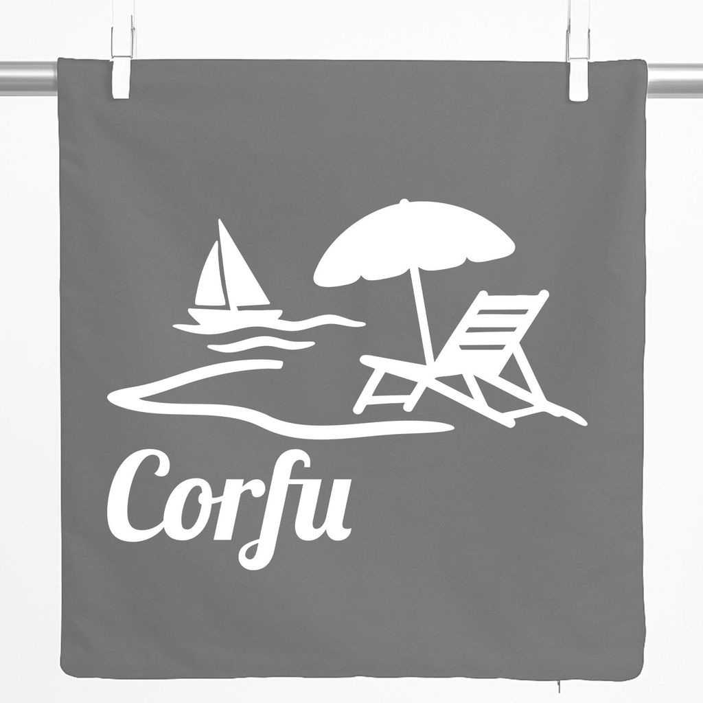 Huuraa Kissenbezug Corfu Griechenland 40x40cm Steel Grey Baumwolle Dekokissenbezug Geschenkidee