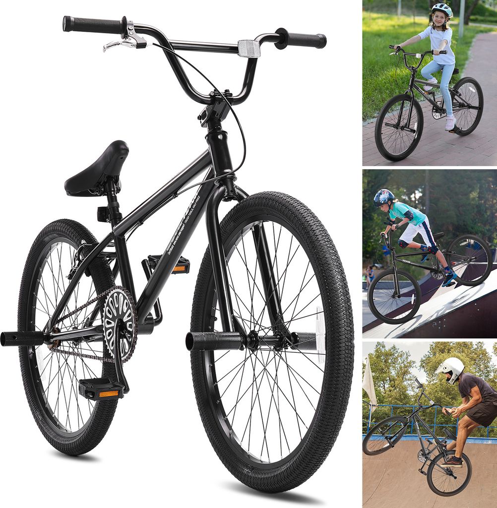 VEVOR BMX Fahrrad Freestyle BMX Bike 61 cm Rad mit 4 Pegs Fahrräder für Anfänger & Fortgeschrittene, 120 kg belastbare BMX-Fahrräder Rahmen aus...